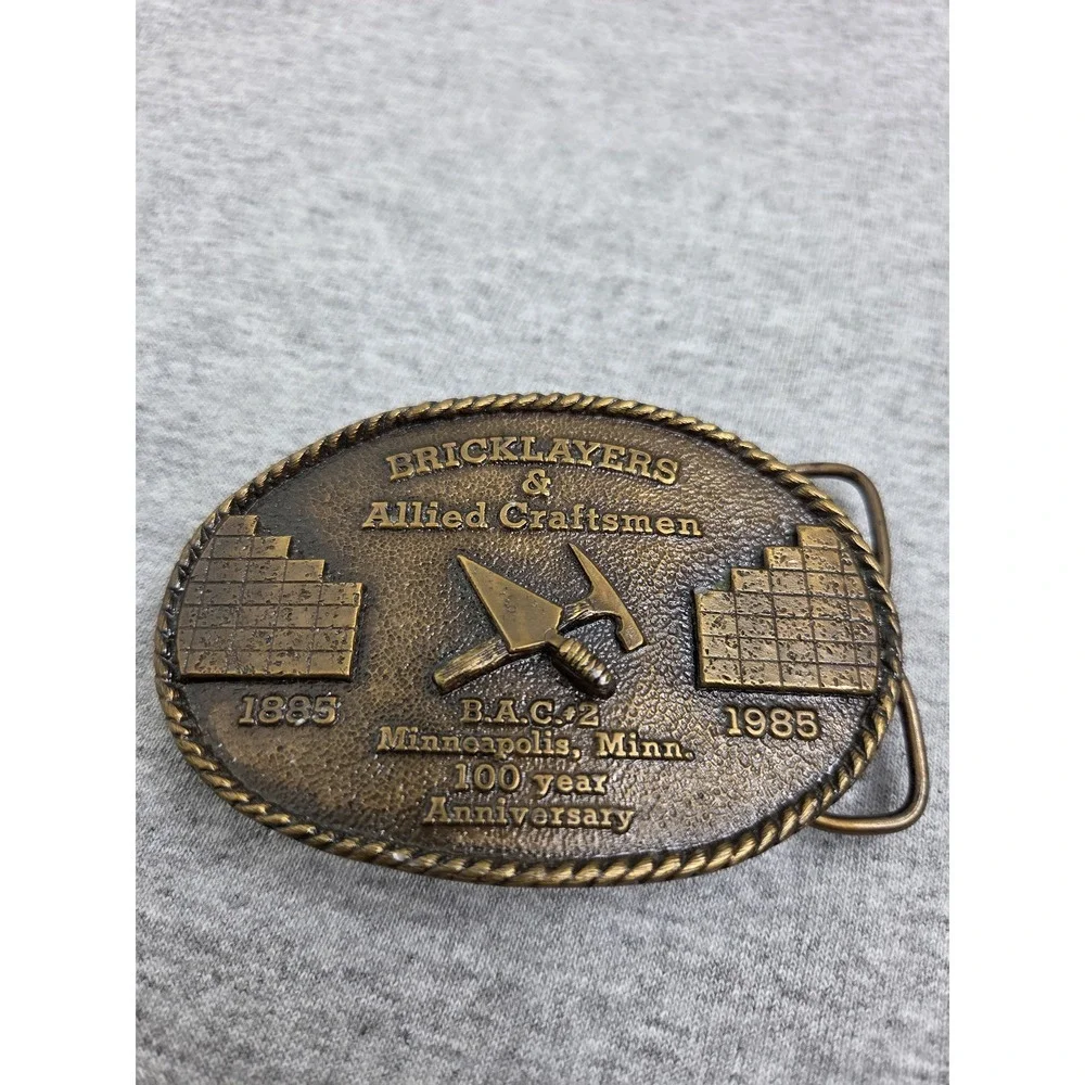 Bricklayers Craftsmen Union 100 Year Brass Belt Buckle Minneapolis